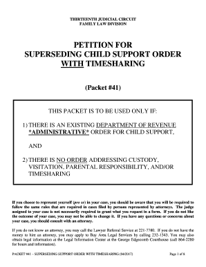 Petition for Superseding Child Support Order with Timesharing