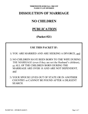 Florida Divorce Packet No Children