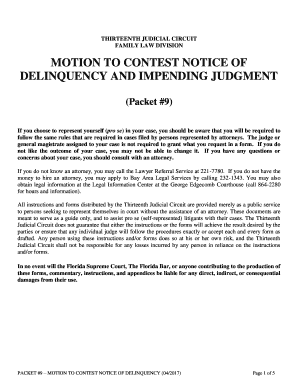 Motion to Contest Notice of Delinquency
