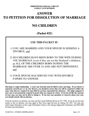 Florida Divorce Answer Form