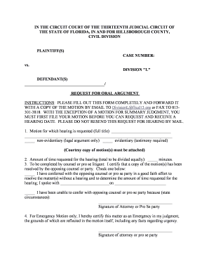 Florida Request for Oral Argument Form