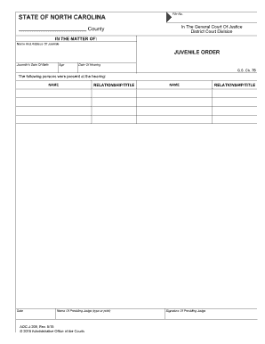 North Carolina Juvenile Order Form