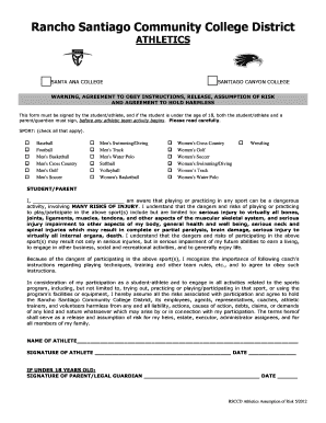 Rancho Santiago Community College District Athletics Forms