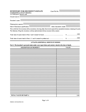 Inventory for Decedent’s Estate