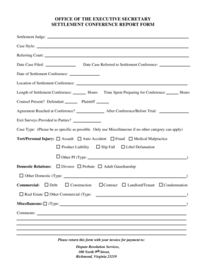 Settlement Conference Report Form