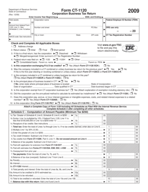 Connecticut Form CT-1120 Corporation Business Tax Return