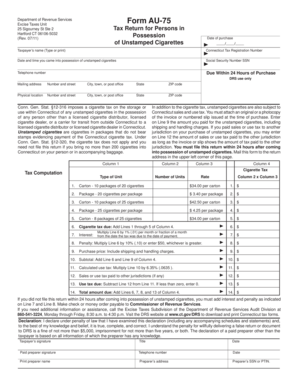 Connecticut Unstamped Cigarettes Tax Return