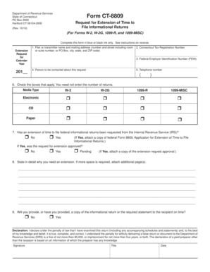 Connecticut Form CT-8809