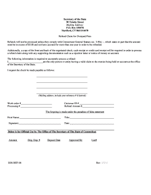 Connecticut Refund Claim Form