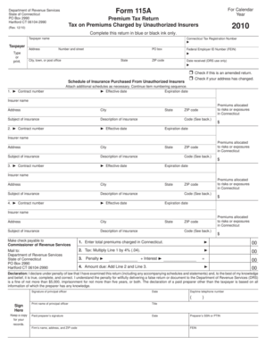 Connecticut Form 115A Premium Tax Return