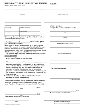 Defendant's Bond for Levy or Seizure