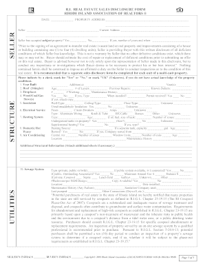 Rhode Island Real Estate Sales Disclosure Form