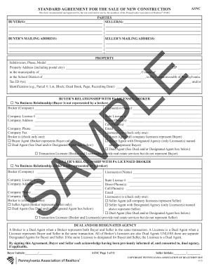 Standard Agreement for the Sale of New Construction