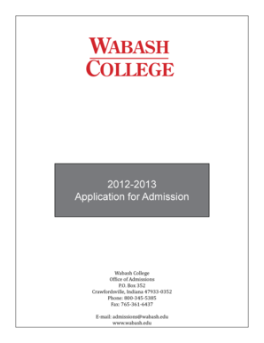 Wabash College 2012-2013 Application for Admission