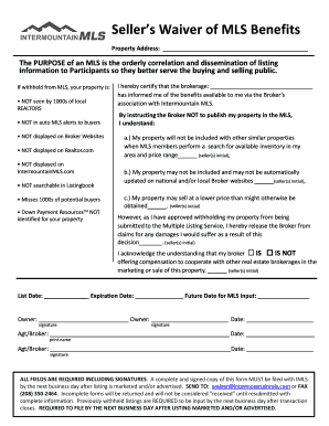 Seller’s Waiver of MLS Benefits