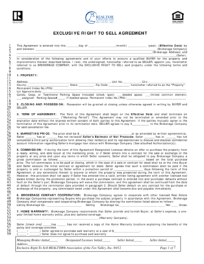 Exclusive Right to Sell Agreement