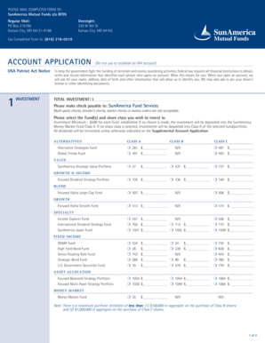 SunAmerica Mutual Fund Account Application