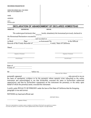 California Declaration of Abandonment of Declared Homestead