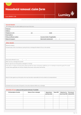 Household Removal Claim Form