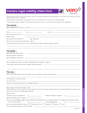 Carriers Legal Liability Claim Form