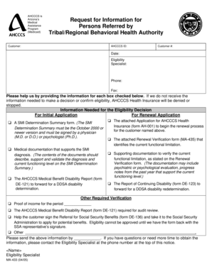 AHCCCS Medical Request for Information