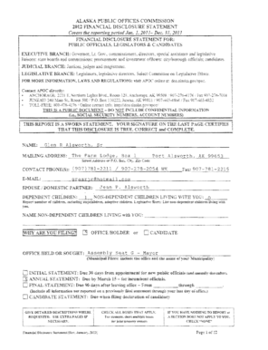 Alaska Financial Disclosure Statement