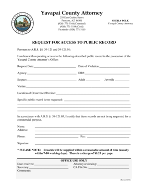 Arizona Public Record Access Request Form