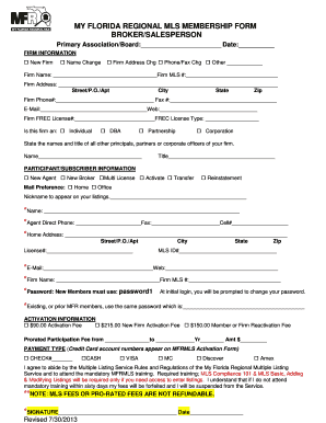 My Florida Regional MLS Membership Form