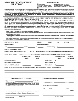 Arizona Income and Expense Statement Affidavit