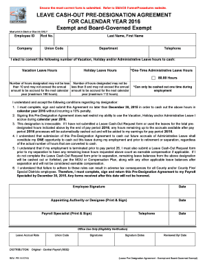 Leave Cash-Out Pre-Designation Agreement