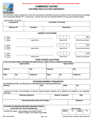 Combined Giving Contribution Election Agreement