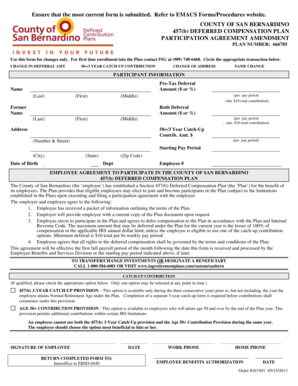 County of San Bernardino 457(b) Deferred Compensation Plan Participation Agreement Amendment