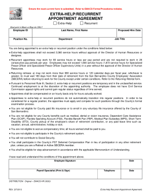 Extra-Help Recurrent Appointment Agreement