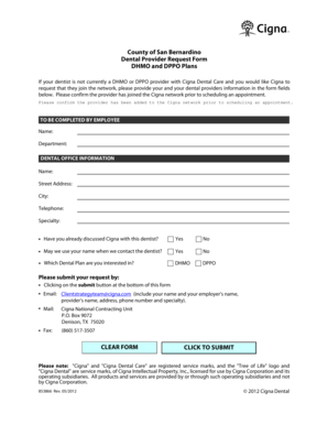 Cigna Dental Provider Request Form