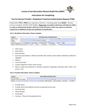 Outpatient Treatment Authorization Request
