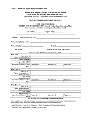 Abuse and Neglect Party Information Sheet