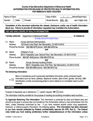 Authorization for Release of Protected Health Information