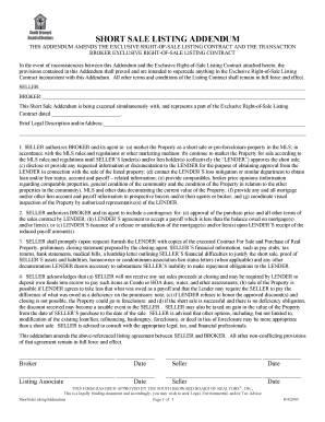 Short Sale Listing Addendum