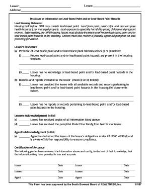 Lead-Based Paint Disclosure Form