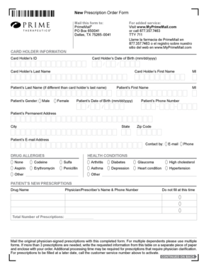 New Prescription Order Form