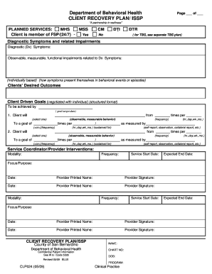 Client Recovery Plan/ISSP