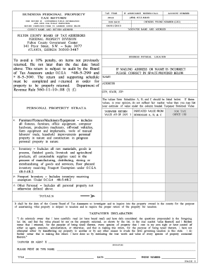 Fulton County Business Personal Property Tax Return