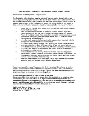 Florida Declaration of Domicile Form