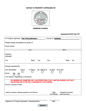 Property Appraiser Address Change Notice