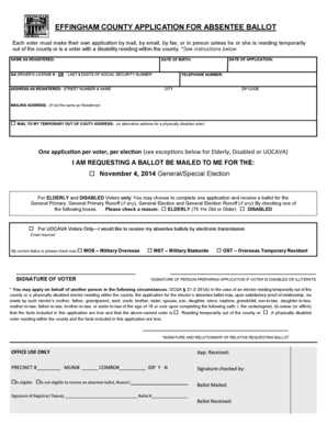 Effingham County Absentee Ballot Application