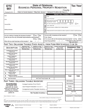 Oklahoma Business Personal Property Rendition Form 901
