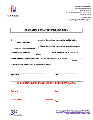 Discontinue Monthly Parking Form