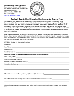Rockdale County Illegal Dumping Form