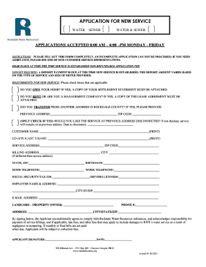 Rockdale County Water and Sewer Service Application