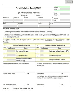 End of Probation Report